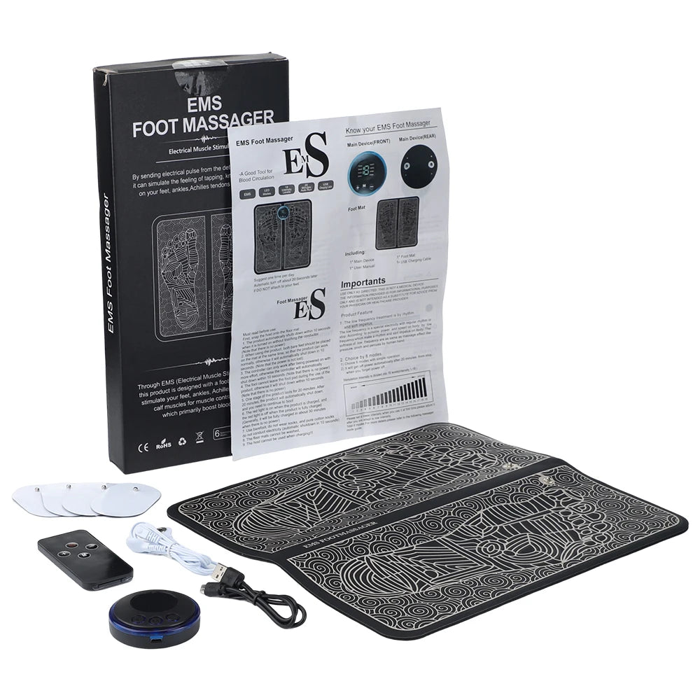 3D Smart Foot Massage Pad – RF Remote, 8 Modes, 29 Levels, Circulation Booster
