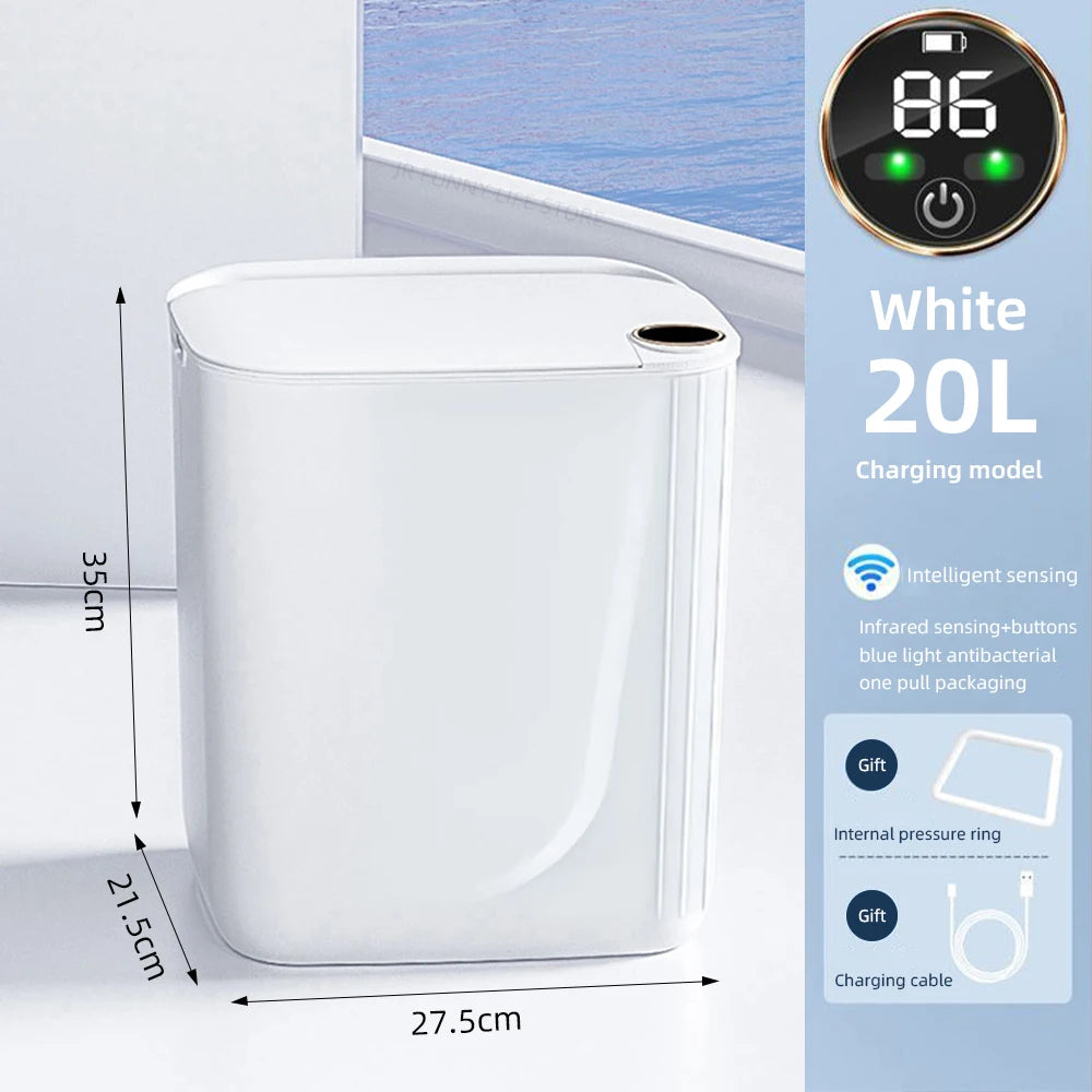 20L Smart Sensor Trash Can with Display & Type-C Recharge for Bathroom & Kitchen
