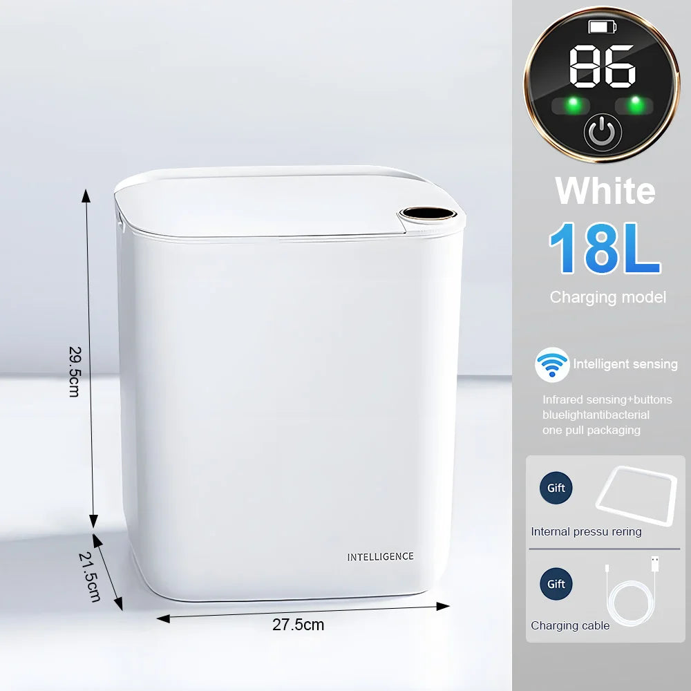 20L Smart Sensor Trash Can with Display & Type-C Recharge for Bathroom & Kitchen