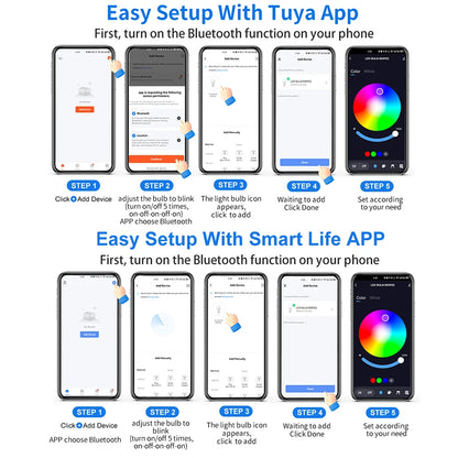 Tuya Smart LED Bulb E27 – Dimmable RGB Light with APP & Bluetooth Control