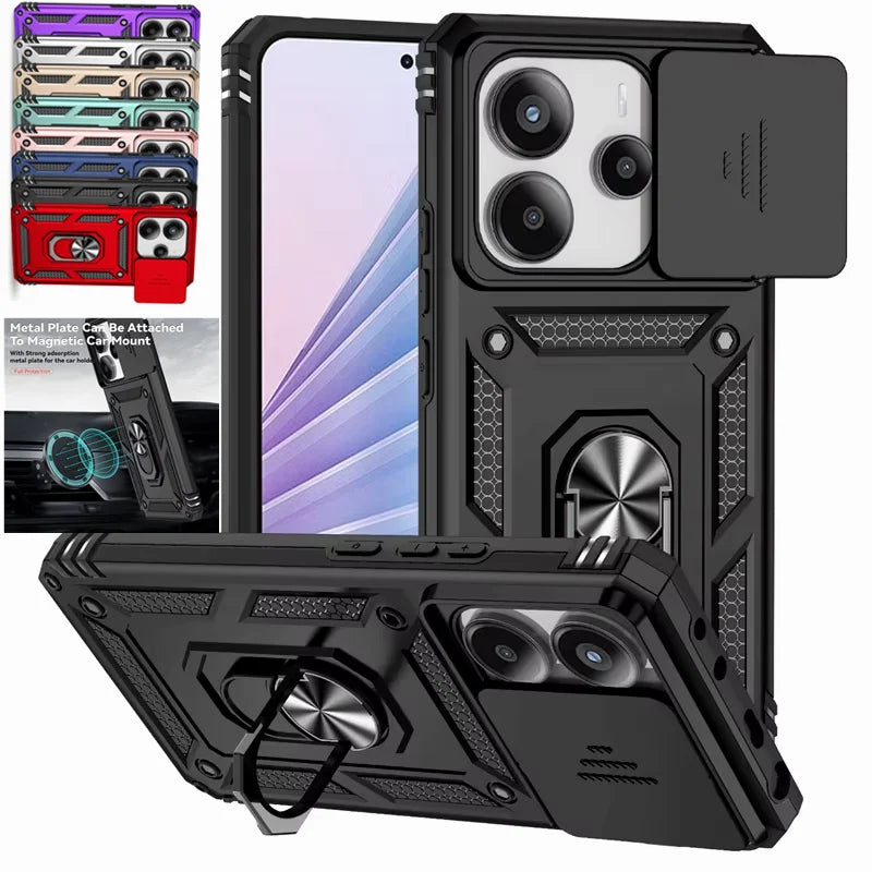 Xiaomi Redmi Note 14 5G Case with Magnetic Ring Holder, Shockproof, Lens Protector