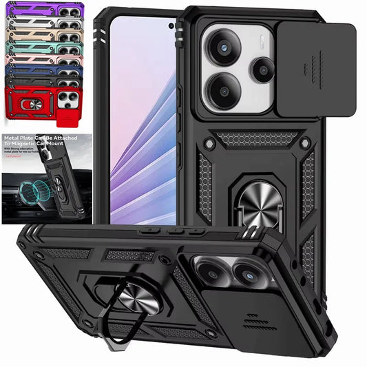 Xiaomi Redmi Note 14 5G Case with Magnetic Ring Holder, Shockproof, Lens Protector