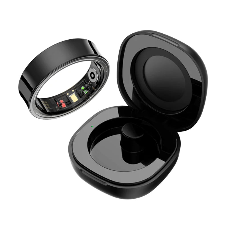 R09 Smart Ring with Charging Case – Heart Rate, Blood Oxygen, Skin Temp, 5ATM Waterproof
