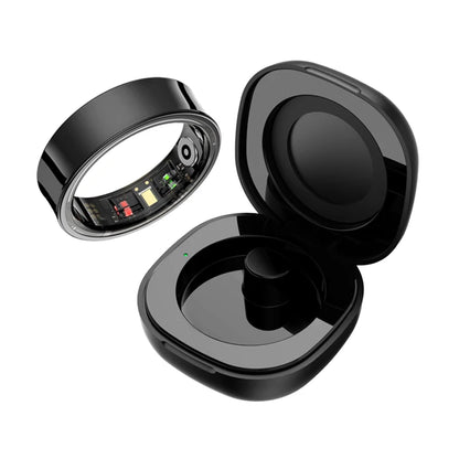 R09 Smart Ring with Charging Case – Heart Rate, Blood Oxygen, Skin Temp, 5ATM Waterproof