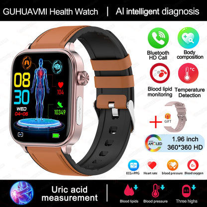 2025 Smart Health Watch – ECG, PPG, Blood Lipids, Uric Acid, Oxygen, Bluetooth Call