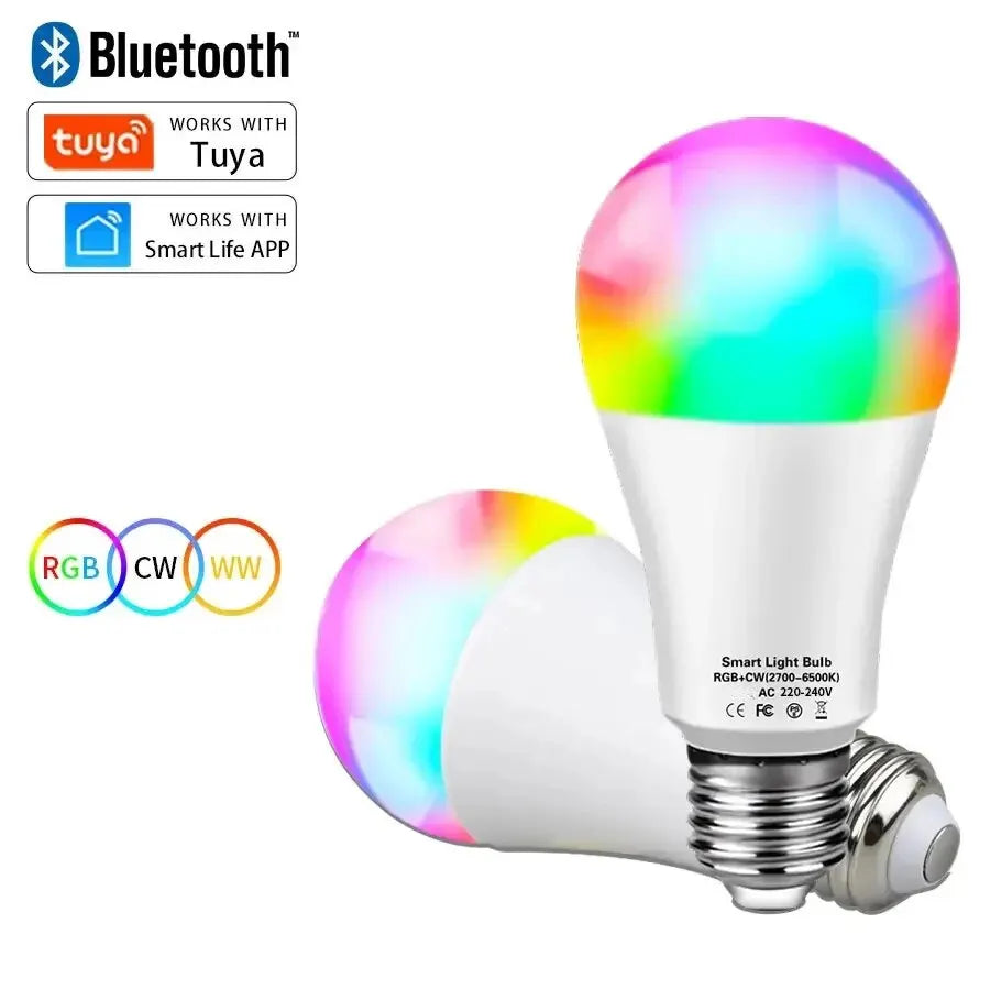 Tuya Smart LED Bulb E27 – Dimmable RGB Light with APP & Bluetooth Control