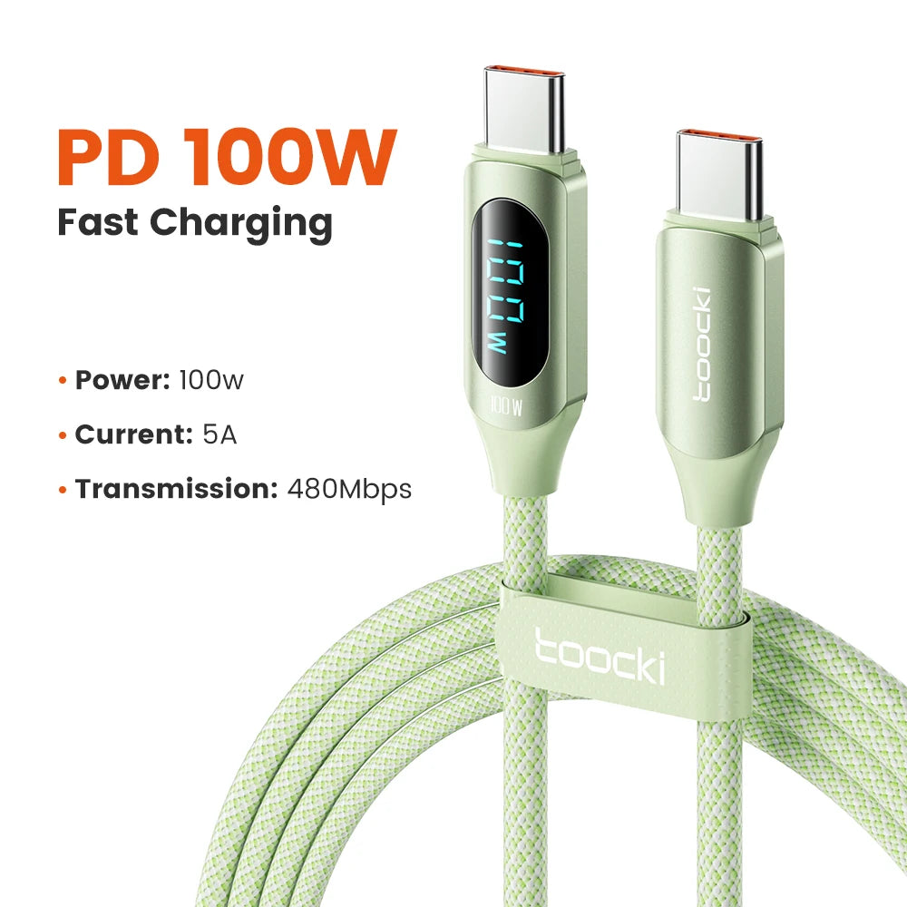 Toocki 100W Type-C to Type-C Fast Charging & Display Cable for Xiaomi, MacBook, iPad