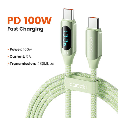 Toocki 100W Type-C to Type-C Fast Charging & Display Cable for Xiaomi, MacBook, iPad