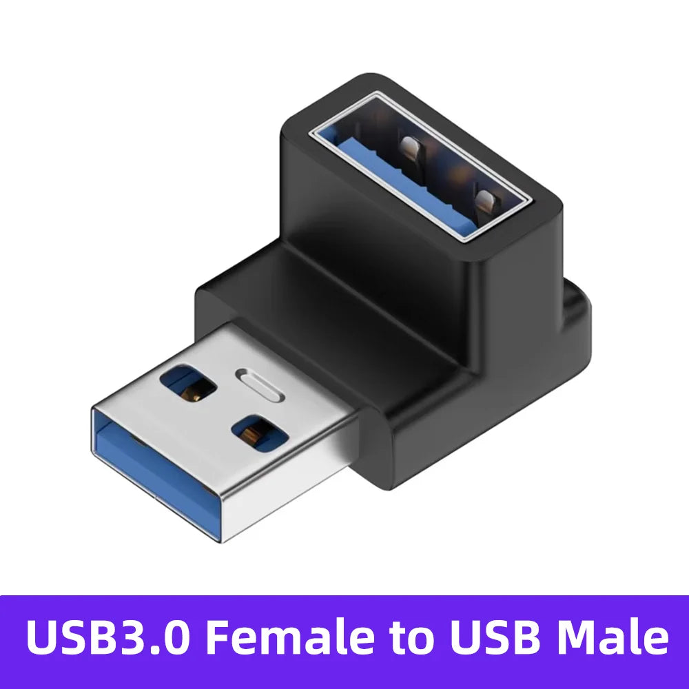 USB 3.0 90° Right Angle Extension Adapter Upward Male to Female Converter 10Gbps