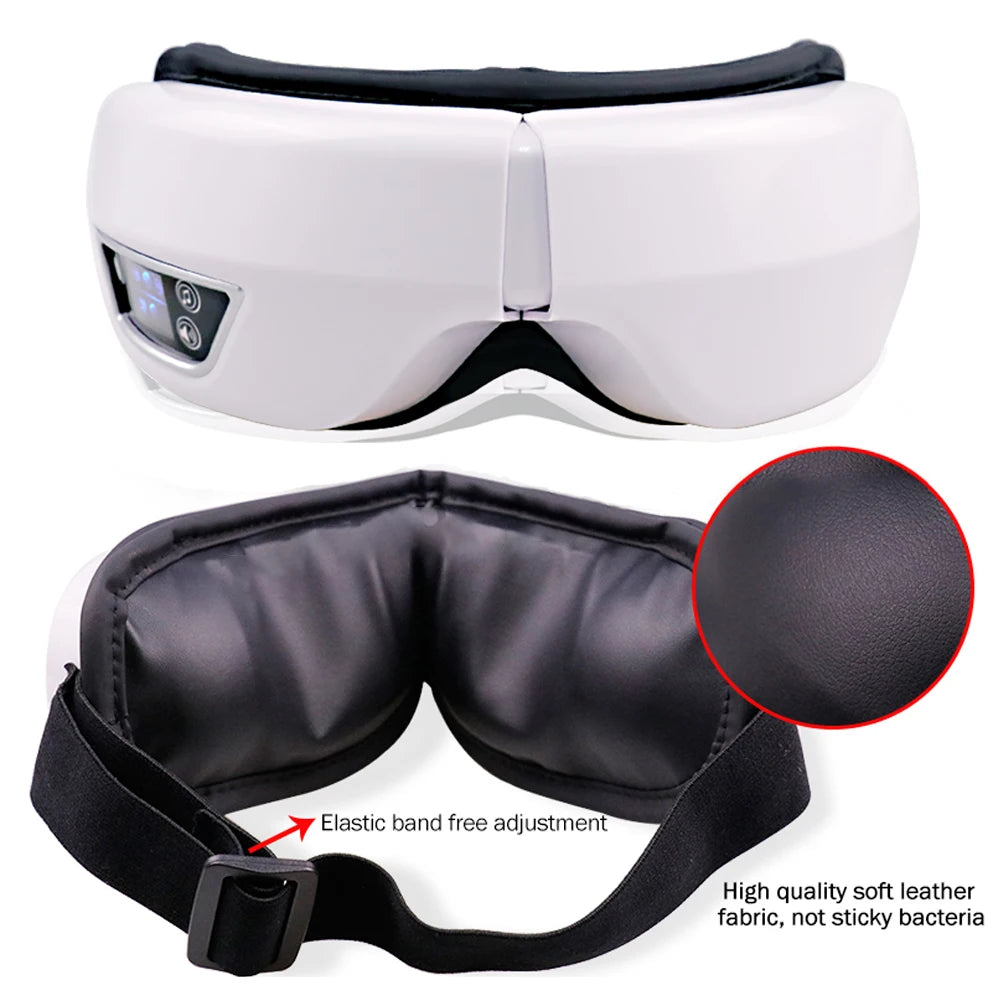 6D Smart Eye Massager – Vibration, Airbag, Bluetooth, Sleep Mask for Eye Relax