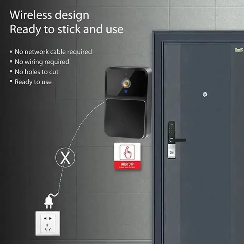 WiFi Video Doorbell – HD Night Vision, Two-Way Intercom, Battery-Powered Smart Camera