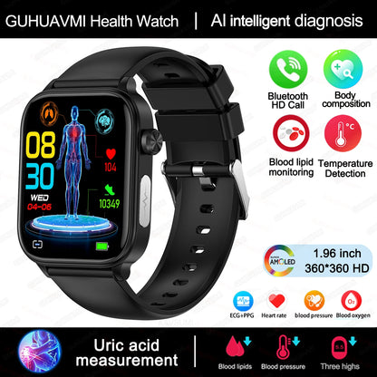 2025 Smart Health Watch – ECG, PPG, Blood Lipids, Uric Acid, Oxygen, Bluetooth Call