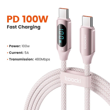 Toocki 100W Type-C to Type-C Fast Charging & Display Cable for Xiaomi, MacBook, iPad