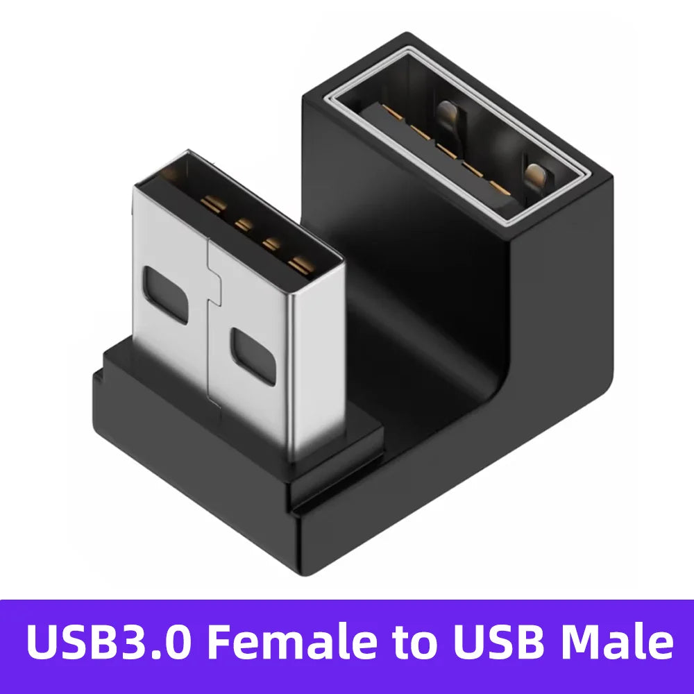 USB 3.0 90° Right Angle Extension Adapter Upward Male to Female Converter 10Gbps