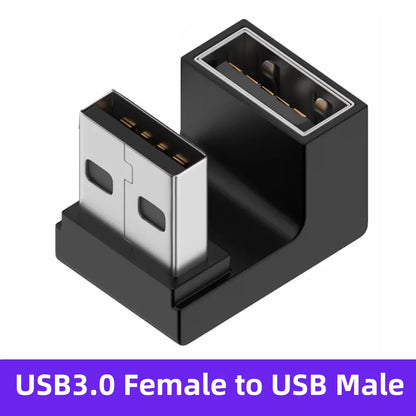 USB 3.0 90° Right Angle Extension Adapter Upward Male to Female Converter 10Gbps