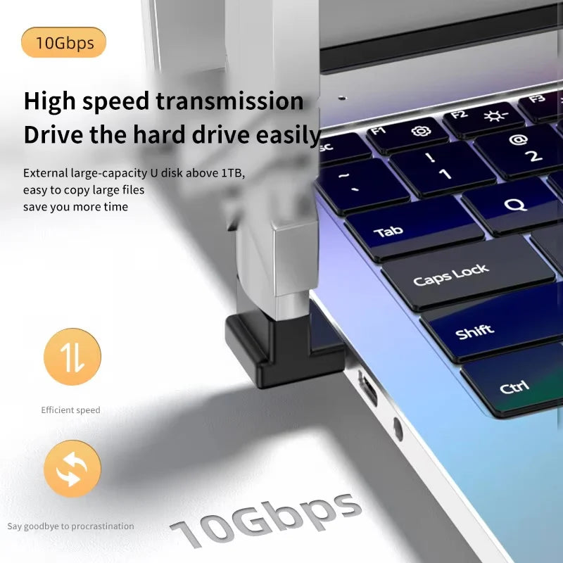 USB 3.0 90° Right Angle Extension Adapter Upward Male to Female Converter 10Gbps