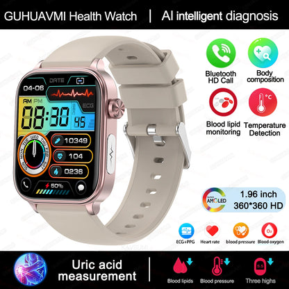 2025 Smart Health Watch – ECG, PPG, Blood Lipids, Uric Acid, Oxygen, Bluetooth Call