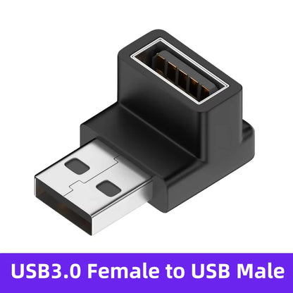 USB 3.0 90° Right Angle Extension Adapter Upward Male to Female Converter 10Gbps