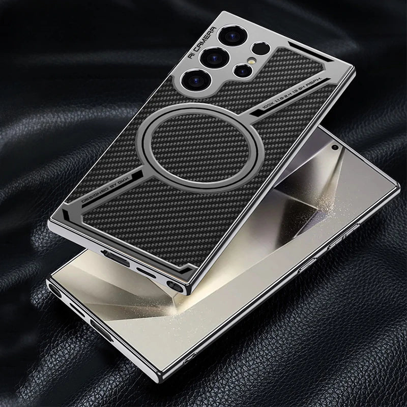 Electroplated Leather Magnetic Phone Case for Samsung Galaxy S23, S24 & S25 Ultra