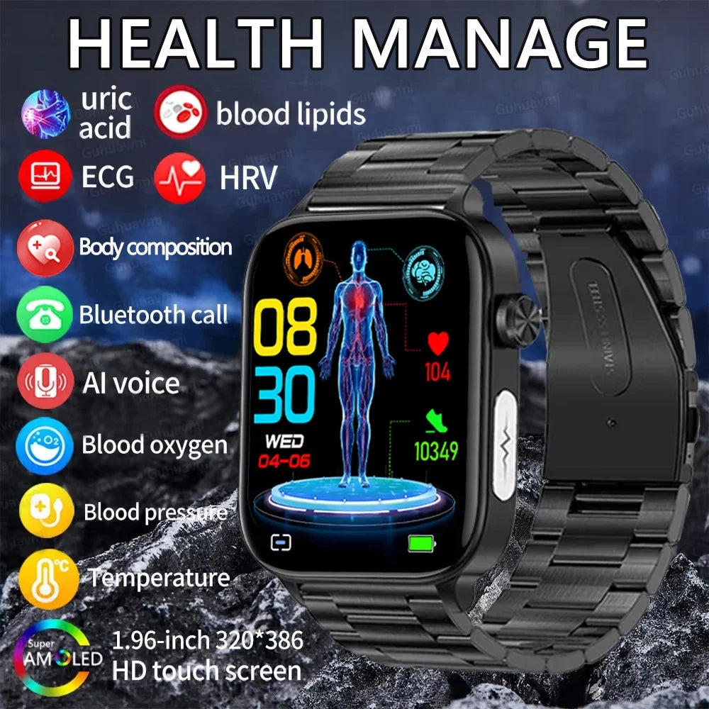 2025 Smart Health Watch – ECG, PPG, Blood Lipids, Uric Acid, Oxygen, Bluetooth Call