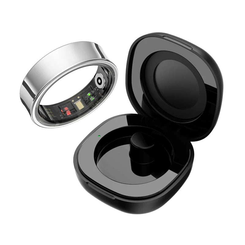 R09 Smart Ring with Charging Case – Heart Rate, Blood Oxygen, Skin Temp, 5ATM Waterproof