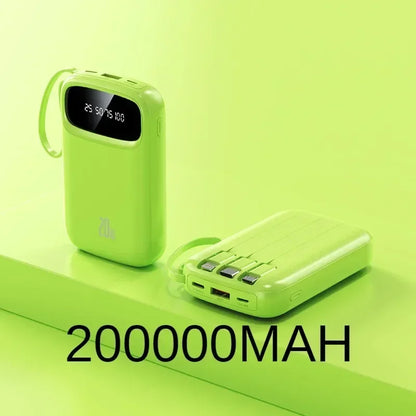 200000mAh Power Bank – Built-in Cable, Mini, Fast Charging, Portable Charge