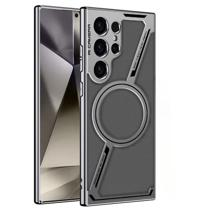 Electroplated Leather Magnetic Phone Case for Samsung Galaxy S23, S24 & S25 Ultra