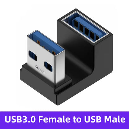 USB 3.0 90° Right Angle Extension Adapter Upward Male to Female Converter 10Gbps