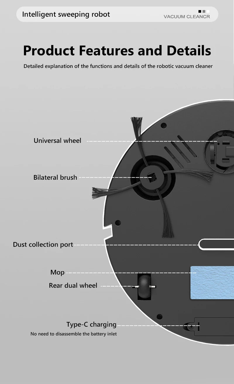 Xiaomi 3-in-1 Smart Sweeping Robot – Rechargeable Vacuum Cleaner 6000Pa Suction