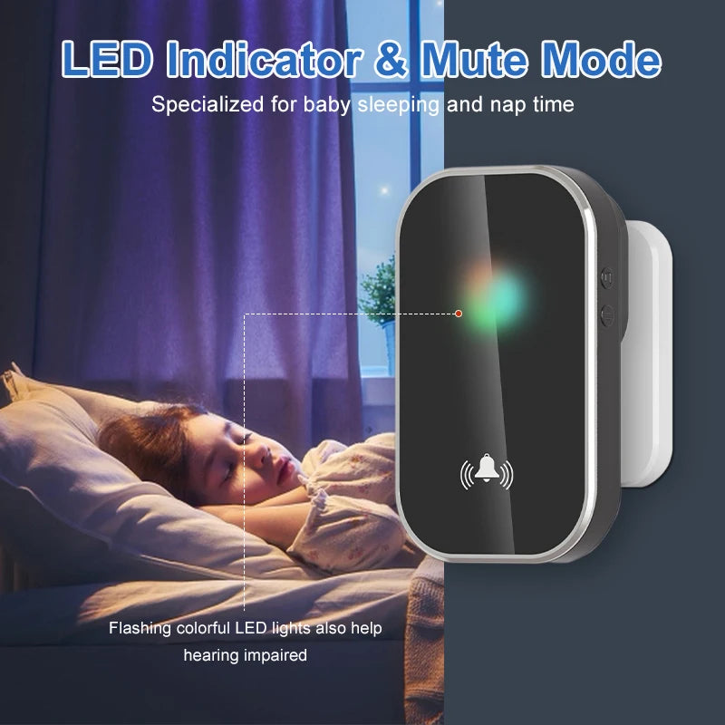 Wireless Smart Doorbell – 36 Ringtones, 300M Range, Outdoor, Battery-Free Chime Kit