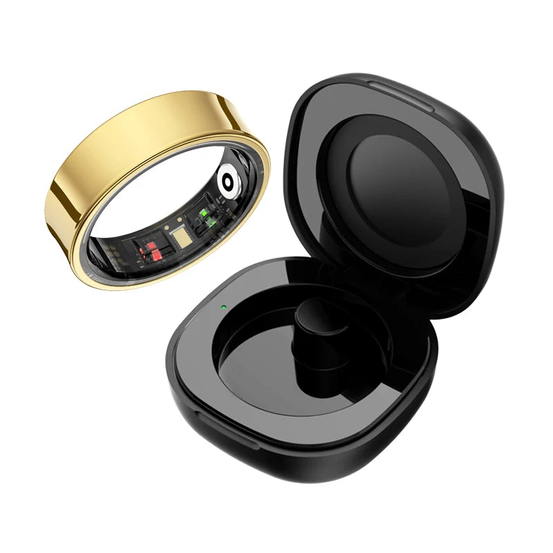 R09 Smart Ring with Charging Case – Heart Rate, Blood Oxygen, Skin Temp, 5ATM Waterproof