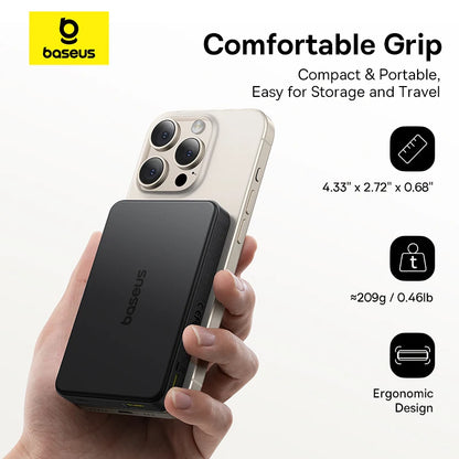 Baseus Magnetic Power Bank 22.5W Type-C Qi2 15W Wireless Charger for iPhone 13–17