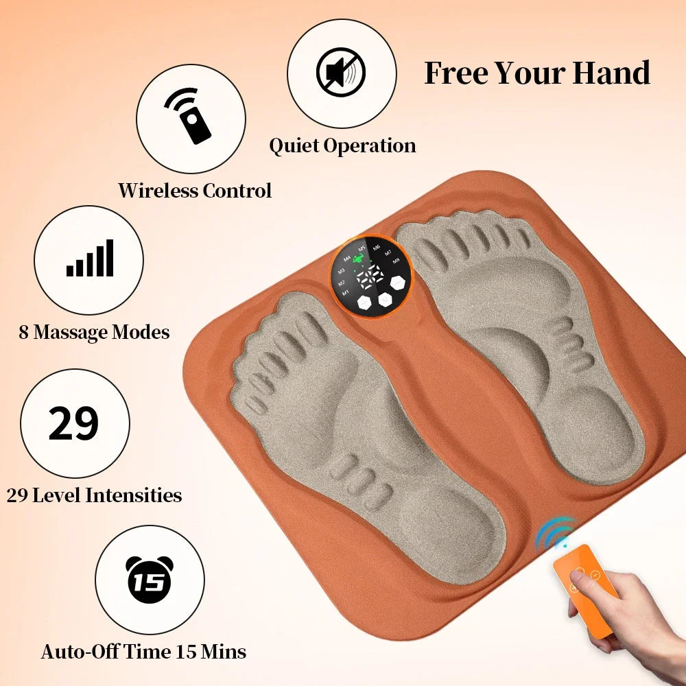 3D Smart Foot Massage Pad – RF Remote, 8 Modes, 29 Levels, Circulation Booster