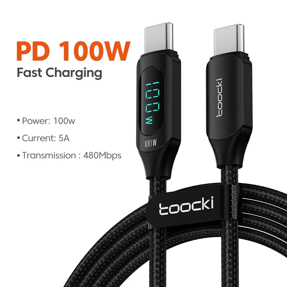Toocki 100W Type-C to Type-C Fast Charging & Display Cable for Xiaomi, MacBook, iPad