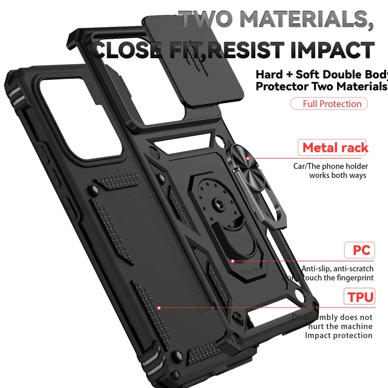 Xiaomi Redmi Note 14 5G Case with Magnetic Ring Holder, Shockproof, Lens Protector