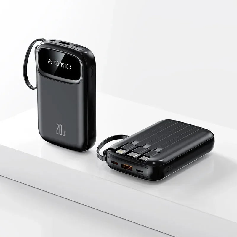 200000mAh Power Bank – Built-in Cable, Mini, Fast Charging, Portable Charge