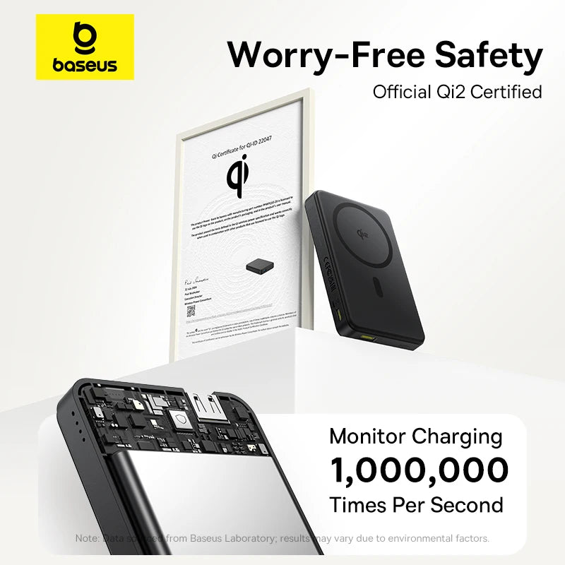 Baseus Magnetic Power Bank 22.5W Type-C Qi2 15W Wireless Charger for iPhone 13–17