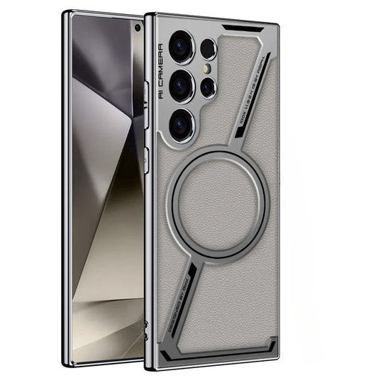 Electroplated Leather Magnetic Phone Case for Samsung Galaxy S23, S24 & S25 Ultra