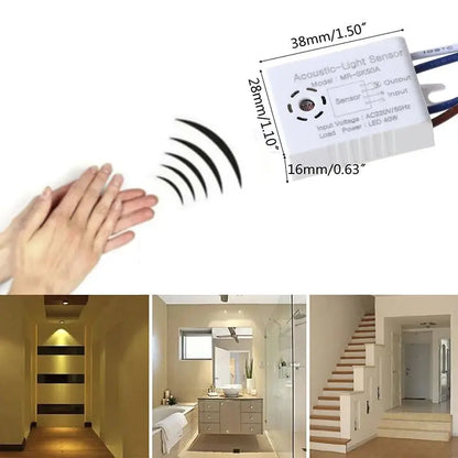 1PC Light & Sound Sensor Switch – Auto On/Off Smart Home Control for Corridor & Bath