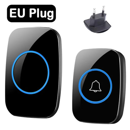 Wireless Doorbell EU Plug – 300M Range, Remote Control, Waterproof, 433MHz Alarm