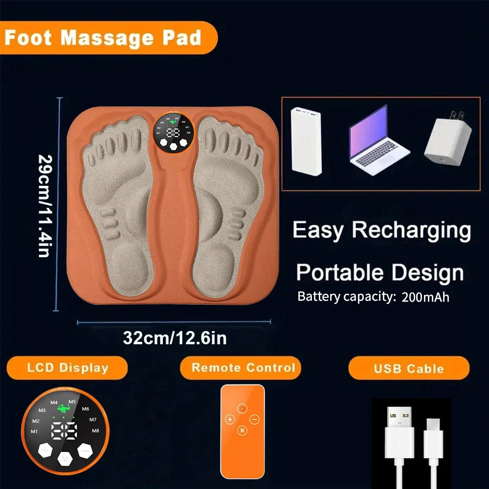 3D Smart Foot Massage Pad – RF Remote, 8 Modes, 29 Levels, Circulation Booster