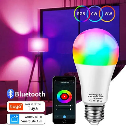 Tuya Smart LED Bulb E27 – Dimmable RGB Light with APP & Bluetooth Control