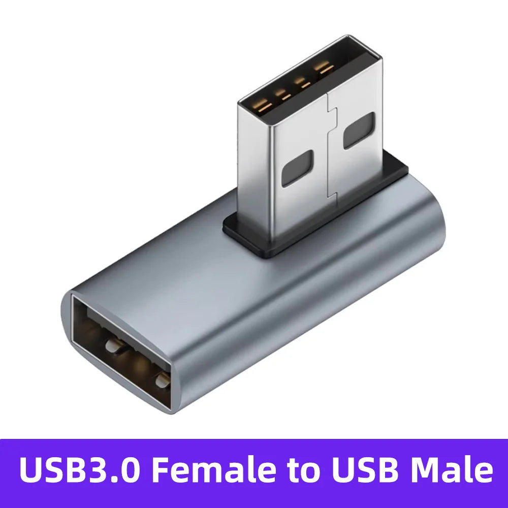 USB 3.0 90° Right Angle Extension Adapter Upward Male to Female Converter 10Gbps