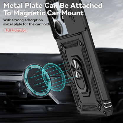 Xiaomi Redmi Note 14 5G Case with Magnetic Ring Holder, Shockproof, Lens Protector