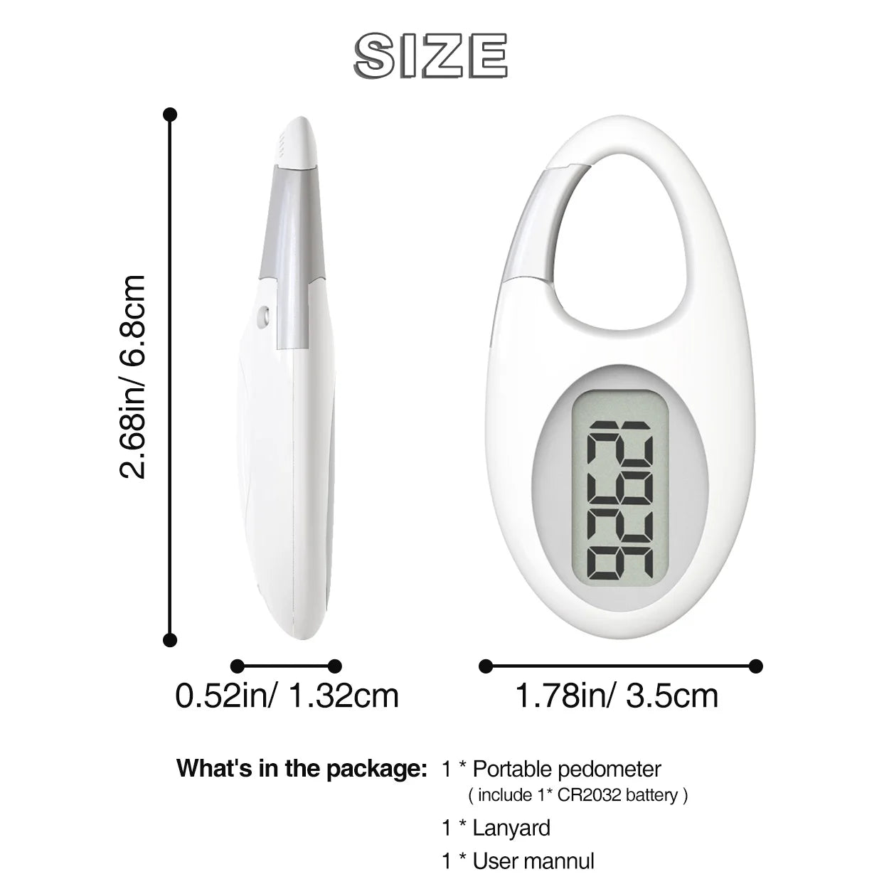 FITCENT Mini Digital Pedometer – 3D Sensor Step Counter with Lanyard for All
