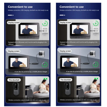 Wireless Intercom Doorbell – HD Night Vision, 4.3" IPS Screen, Waterproof Video Camera