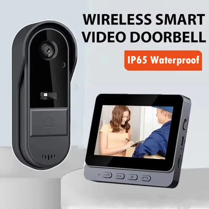 Wireless Intercom Doorbell – HD Night Vision, 4.3" IPS Screen, Waterproof Video Camera