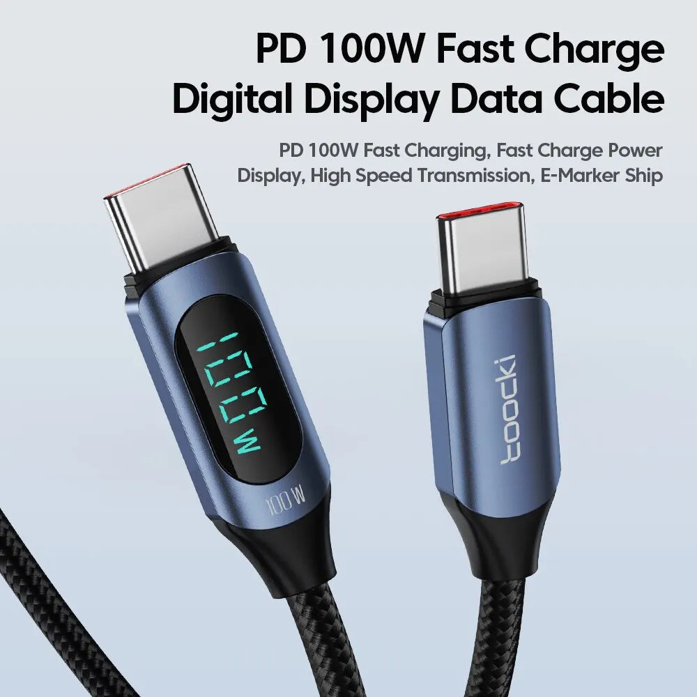 Toocki 100W Type-C to Type-C Fast Charging & Display Cable for Xiaomi, MacBook, iPad