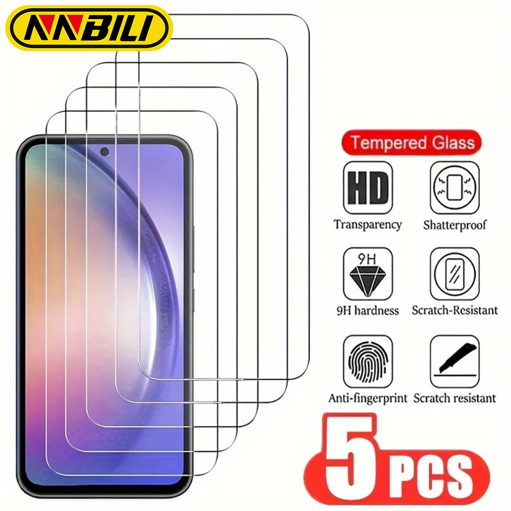 NNBILI 5Pcs Tempered Glass Screen Protector for Samsung A12 A13 A14 A22 A32 A52 A71