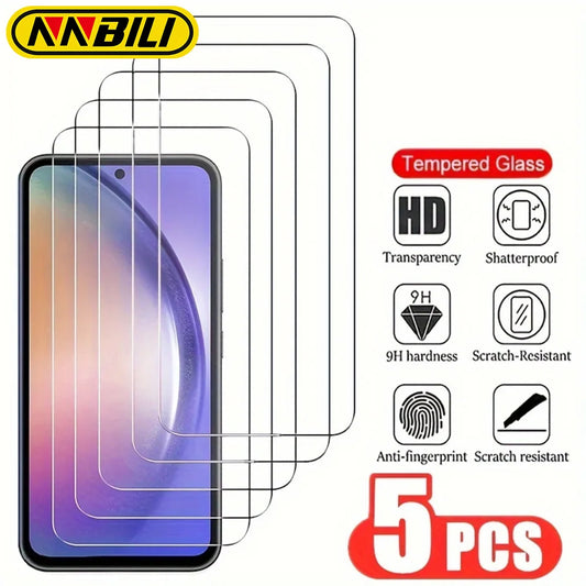 NNBILI 5Pcs Tempered Glass Screen Protector for Samsung A12 A13 A14 A22 A32 A52 A71